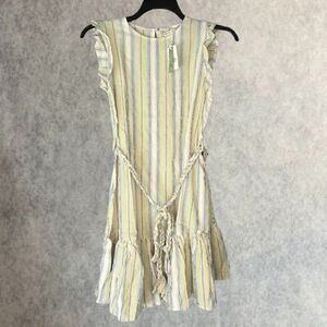 Marine Layer Laney Mini Dress Womens XS Linen Blend Yellow Multi Stripes Summer